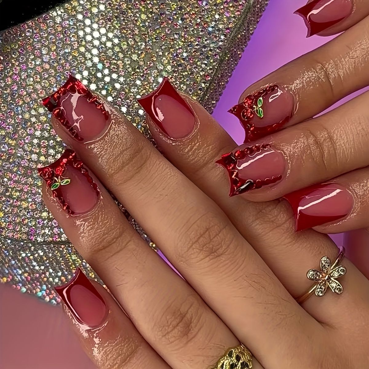 24개 완성형 프렌치 레드 짧은 스퀘어 인조 손톱 심플 - Nail Art Simple 리뷰 및 가격