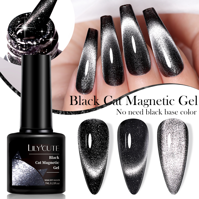 LILYCUTE 7ML 블랙 크리스탈 고양이 마그네틱  - Nail Art Chrome 리뷰 및 가격