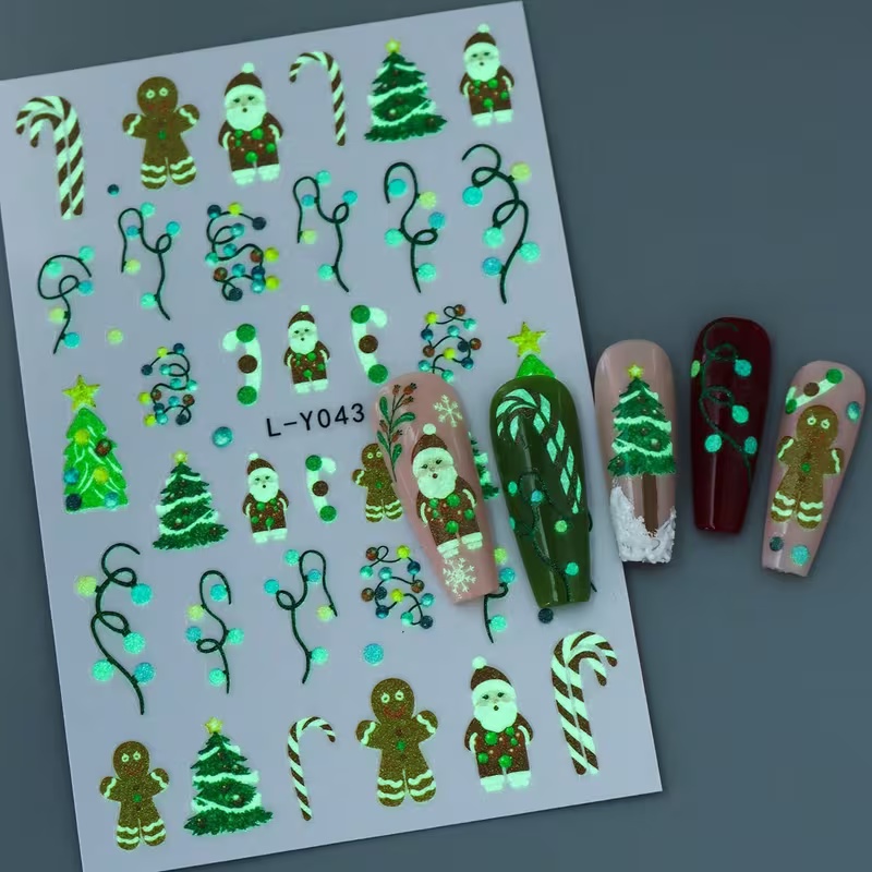 3D 야광 크리스마스 네일 아트 스티커 화환 드워프 리 - Nail Art Xmas Stickers 리뷰 및 가격