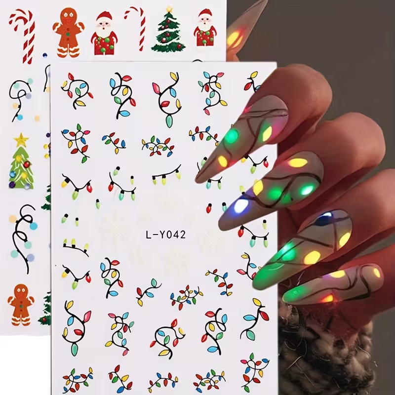 3D 야광 크리스마스 네일 아트 스티커 화환 드워프 리 - Nail Art Xmas Stickers 리뷰 및 가격