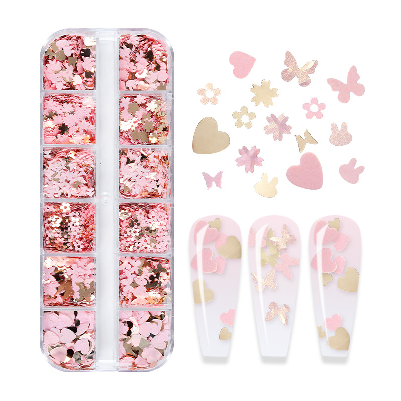 믹스 컬러 형광 나비 글리터 속눈썹 연장 액세서리, 네 - Nail Art Glossy 리뷰 및 가격