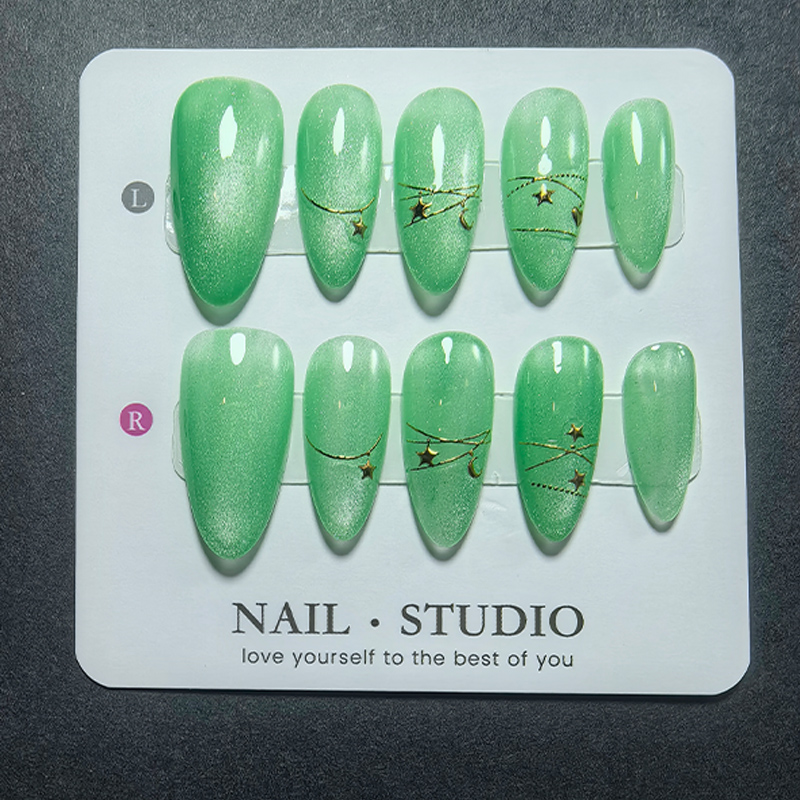 10개입 아몬드 캣아이 프레스온 네일, 미러 파우더,  - Nail Art Chrome 리뷰 및 가격