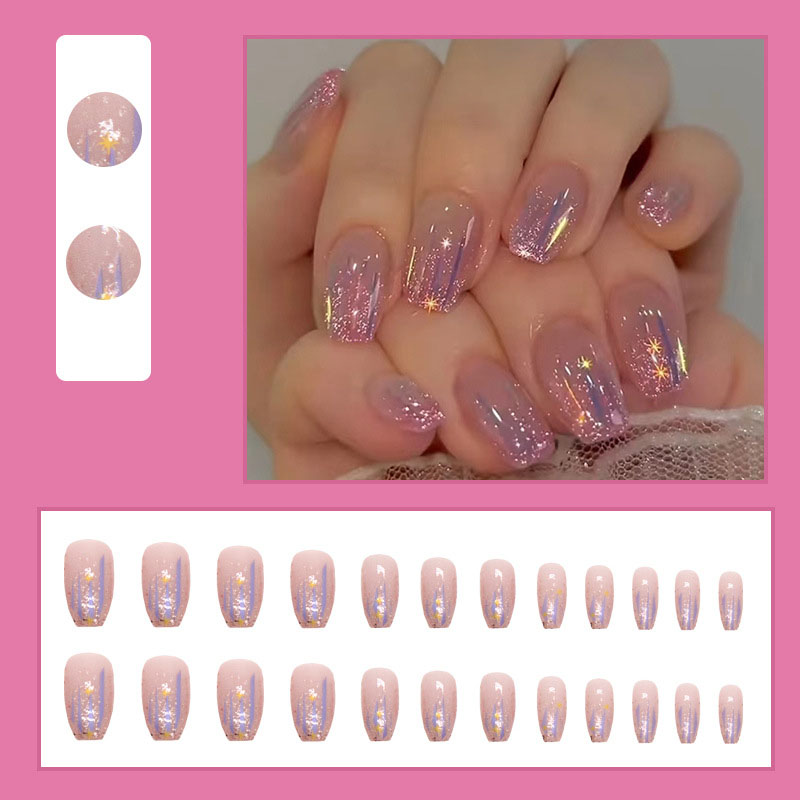 여성용 짧은 인조 손톱, 누드 퍼플 컬러, 반짝이는 글 - Nail Art Glossy 리뷰 및 가격