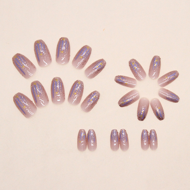 여성용 짧은 인조 손톱, 누드 퍼플 컬러, 반짝이는 글 - Nail Art Glossy 리뷰 및 가격