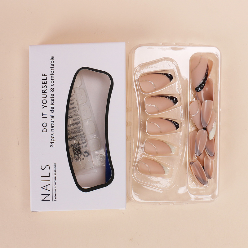 24개 프랑스 스타일 웨어러블 네일 가짜 네일 살구색  - Nail Art Fake Nails 리뷰 및 가격