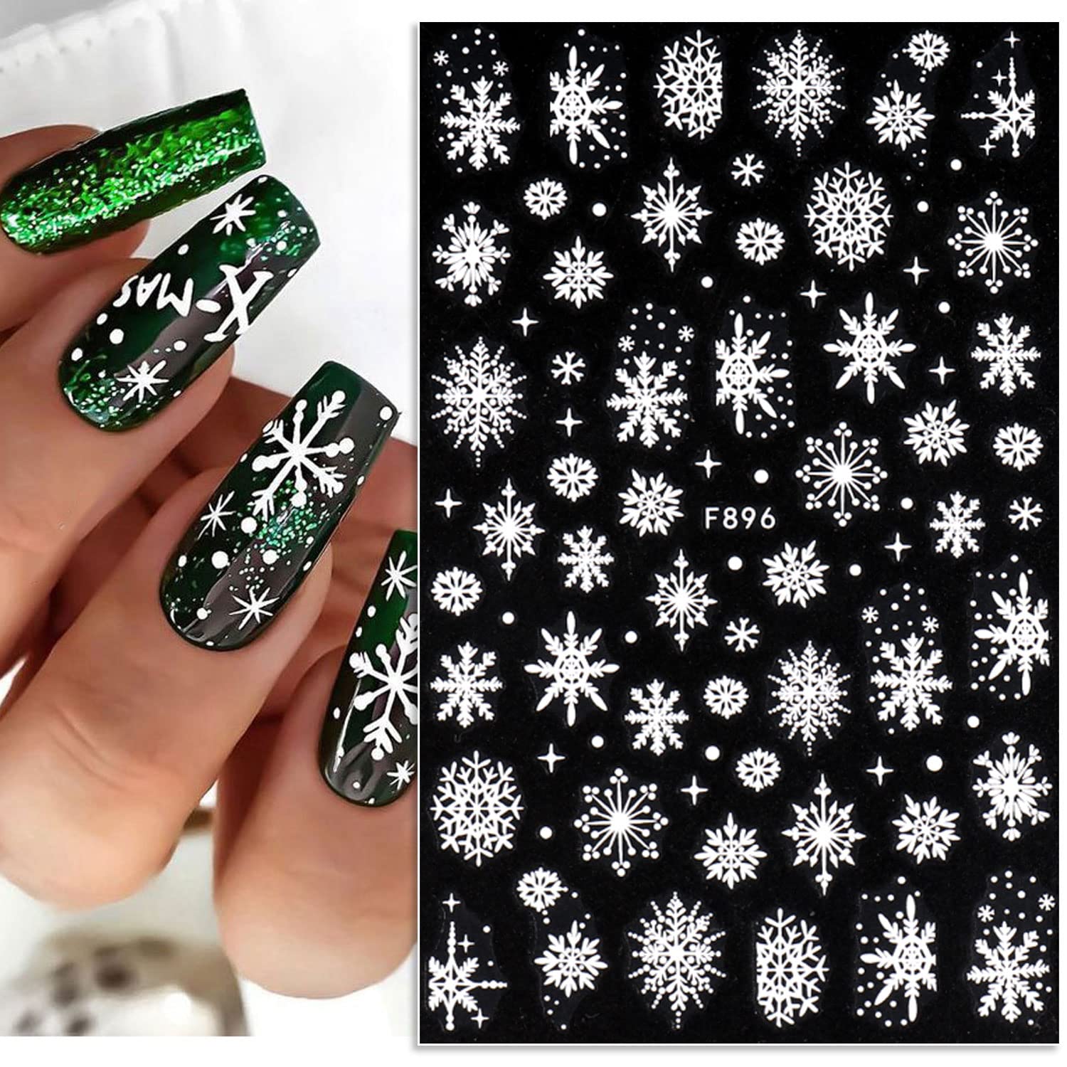 3D 눈송이 네일 아트 데칼, 화이트 크리스마스 디자인 - Nail Art Xmas Stickers 리뷰 및 가격