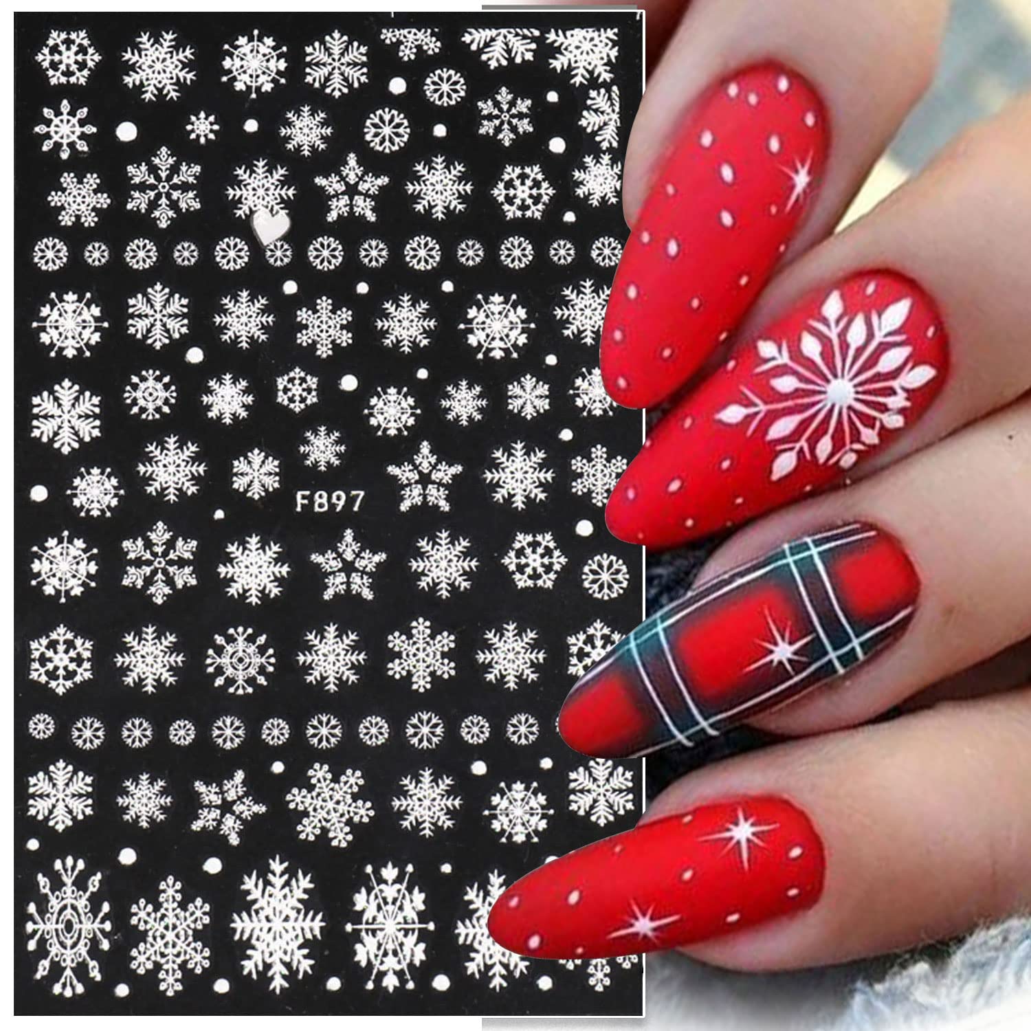 3D 눈송이 네일 아트 데칼, 화이트 크리스마스 디자인 - Nail Art Xmas Stickers 리뷰 및 가격