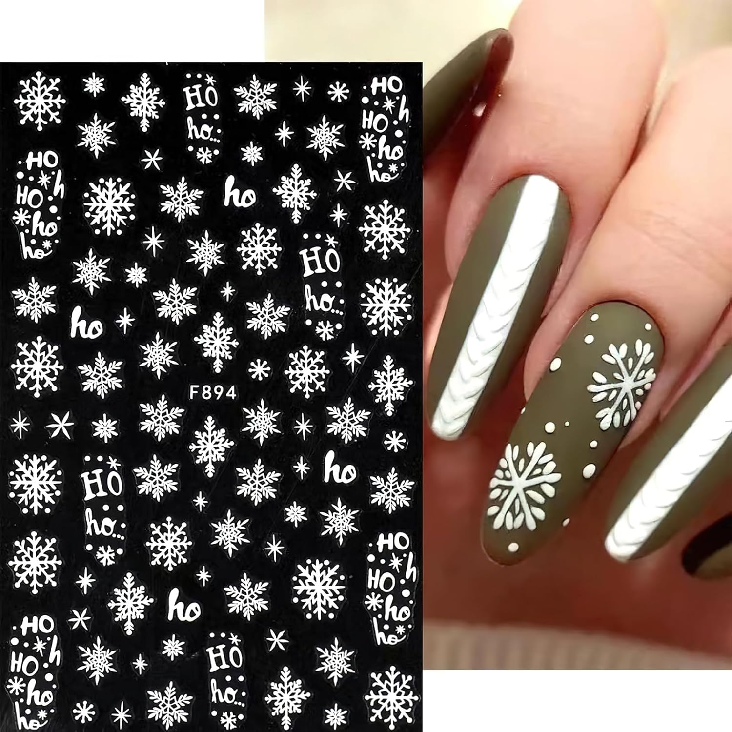 3D 눈송이 네일 아트 데칼, 화이트 크리스마스 디자인 - Nail Art Xmas Stickers 리뷰 및 가격