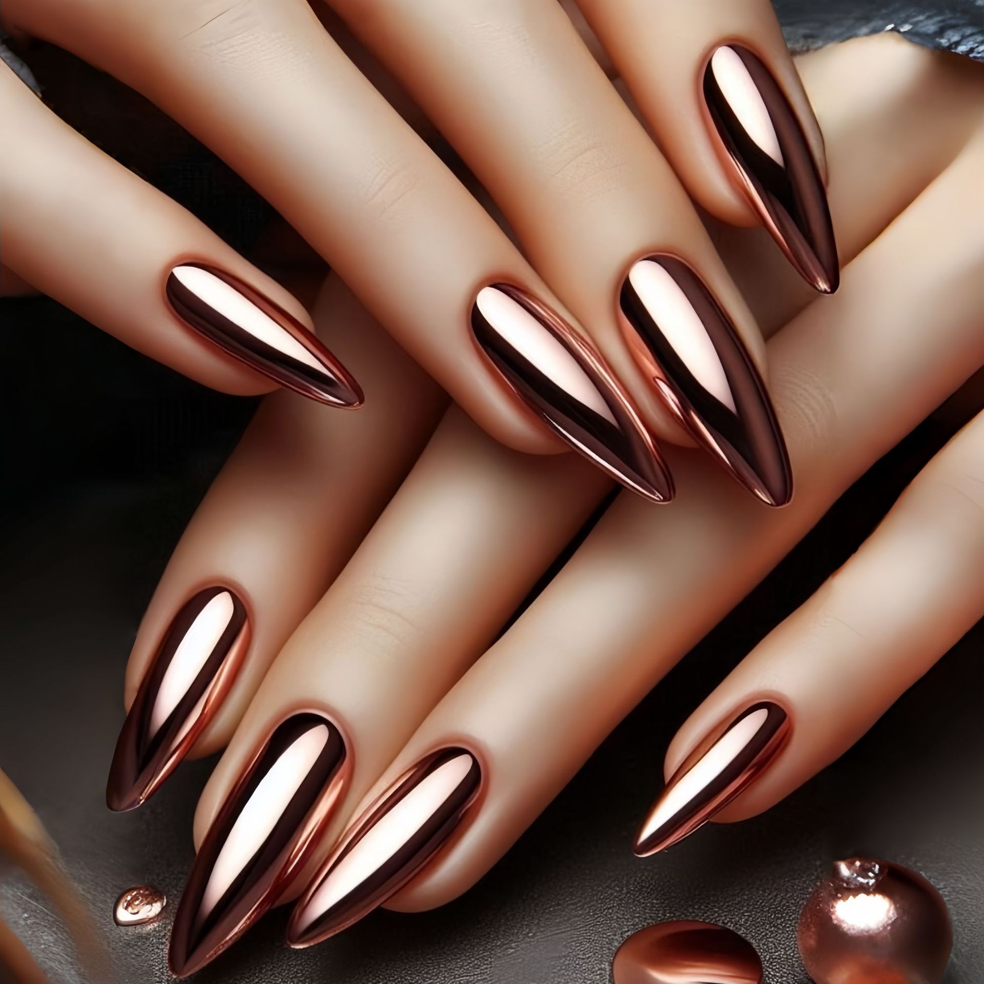여성용 중간 사이즈 가짜 손톱, 홀로그램 도금 샴페인  - Nail Art Glossy 리뷰 및 가격
