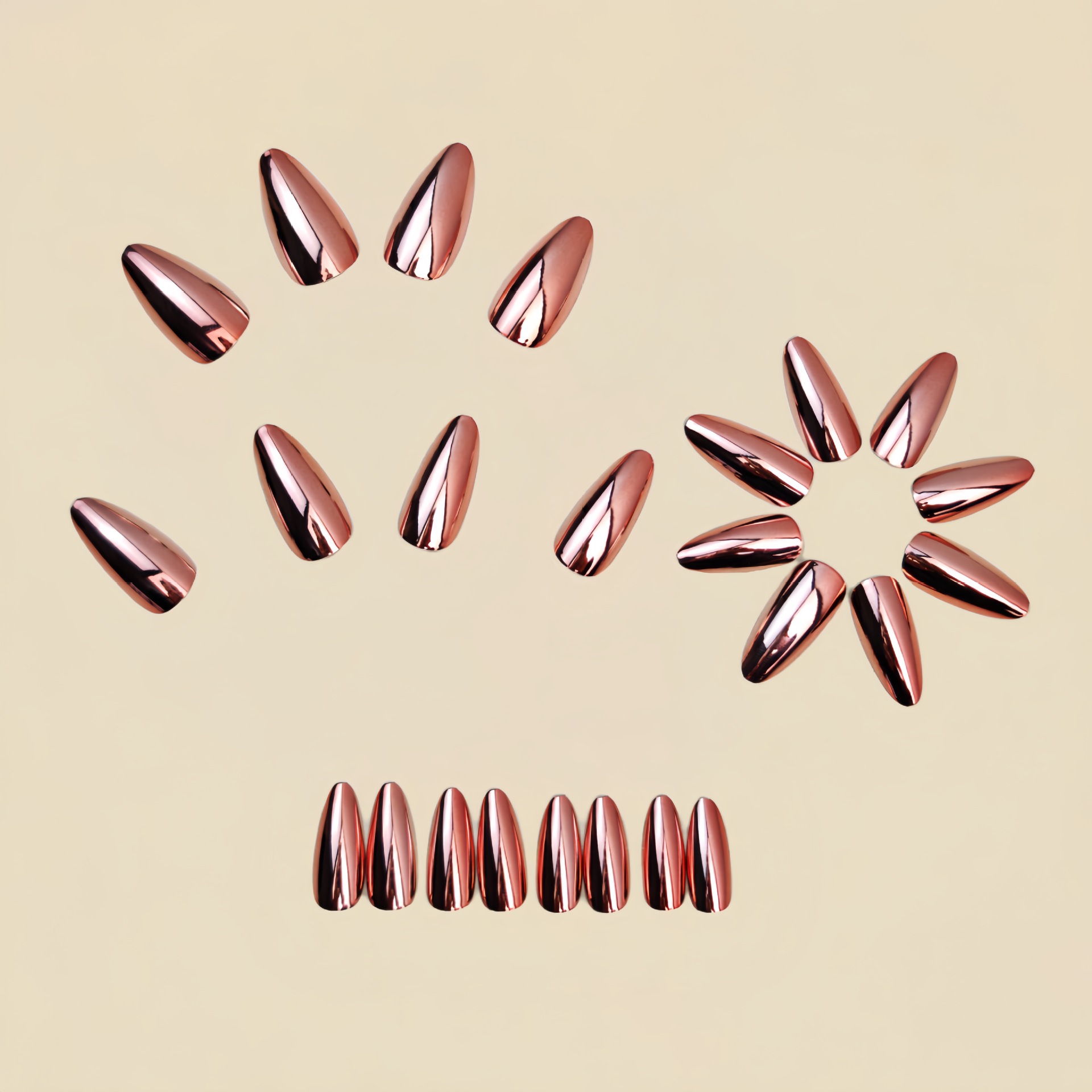 여성용 중간 사이즈 가짜 손톱, 홀로그램 도금 샴페인  - Nail Art Glossy 리뷰 및 가격
