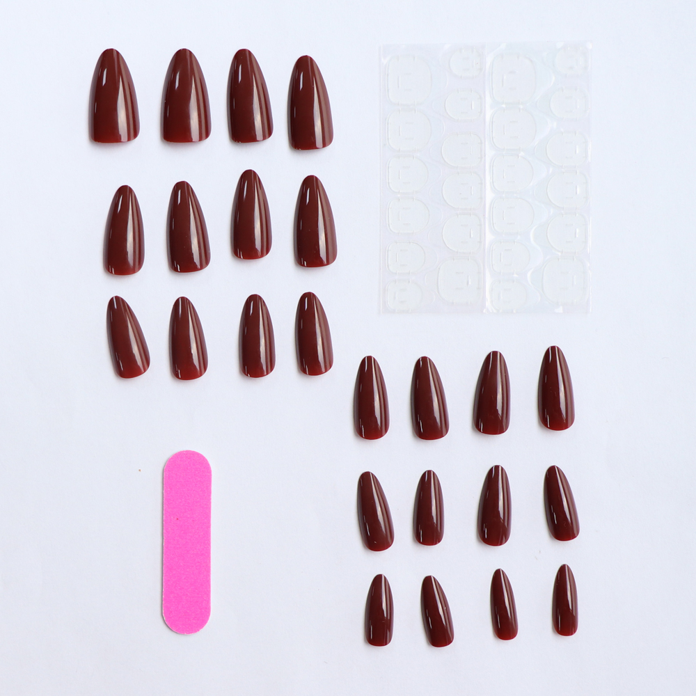아르타우 24개입 짧은 아몬드 와인 레드 고채도 가짜  - Nail Art Fake Nails 리뷰 및 가격