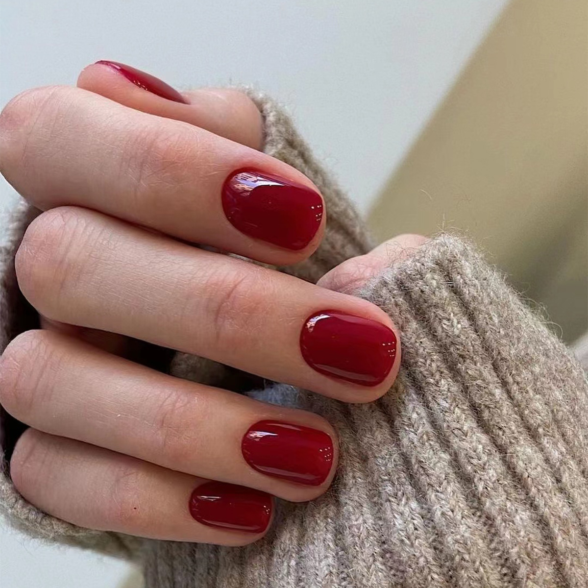 단색 프레스 네일 짧은 사각형 라운드 가짜 네일 광택  - Nail Art Glossy 리뷰 및 가격