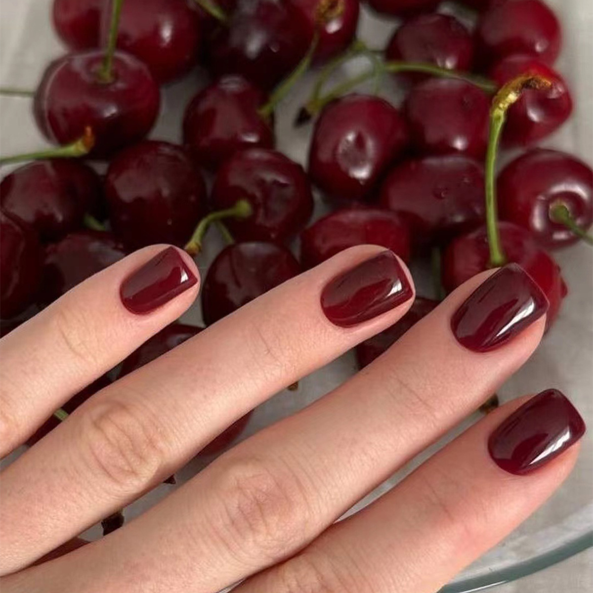 단색 프레스 네일 짧은 사각형 라운드 가짜 네일 광택  - Nail Art Glossy 리뷰 및 가격