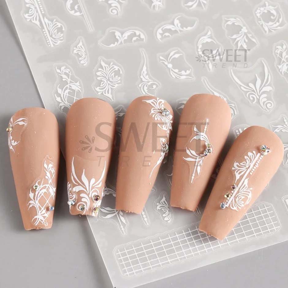 흰색 레이스 꽃 네일 아트 스티커 아크릴 꽃의 매력 접 - Nail Art Simple Elegant 리뷰 및 가격
