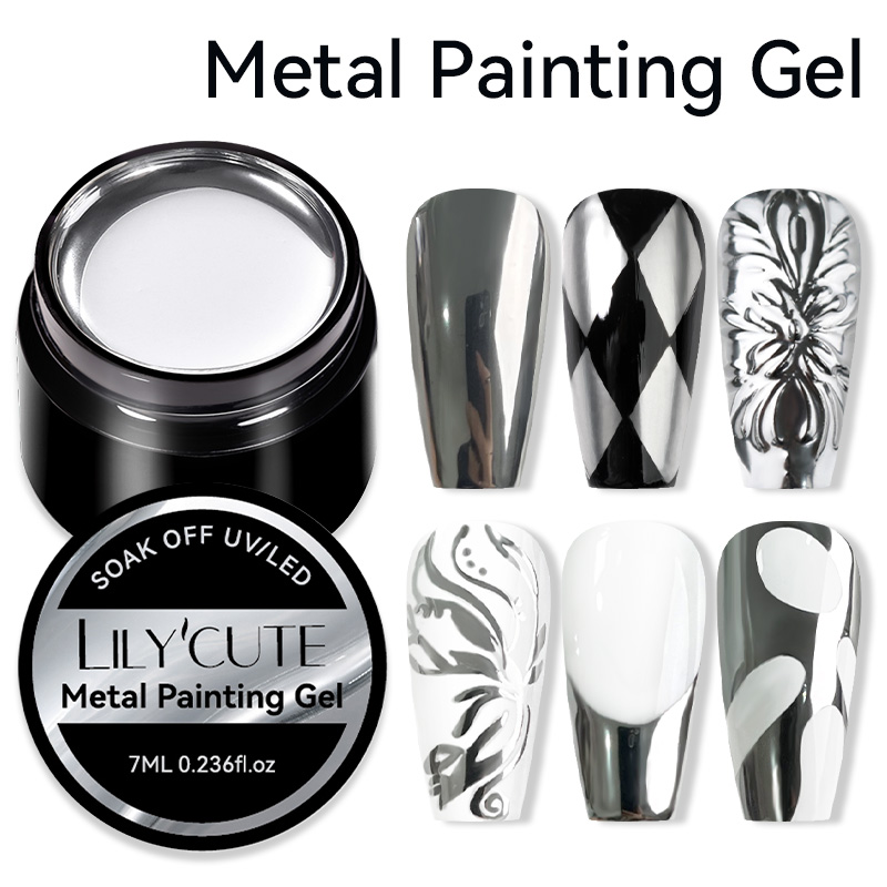 LILYCUTE 7ML 메탈릭 페인팅 젤 크롬 실버 미 - Nail Art Chrome 리뷰 및 가격